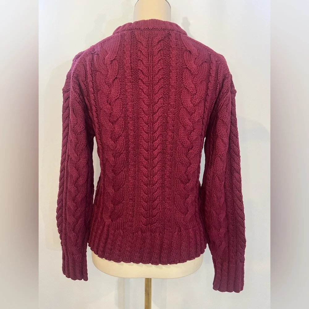 J.Crew Cable-knit crewneck sweater in vivid mulberry